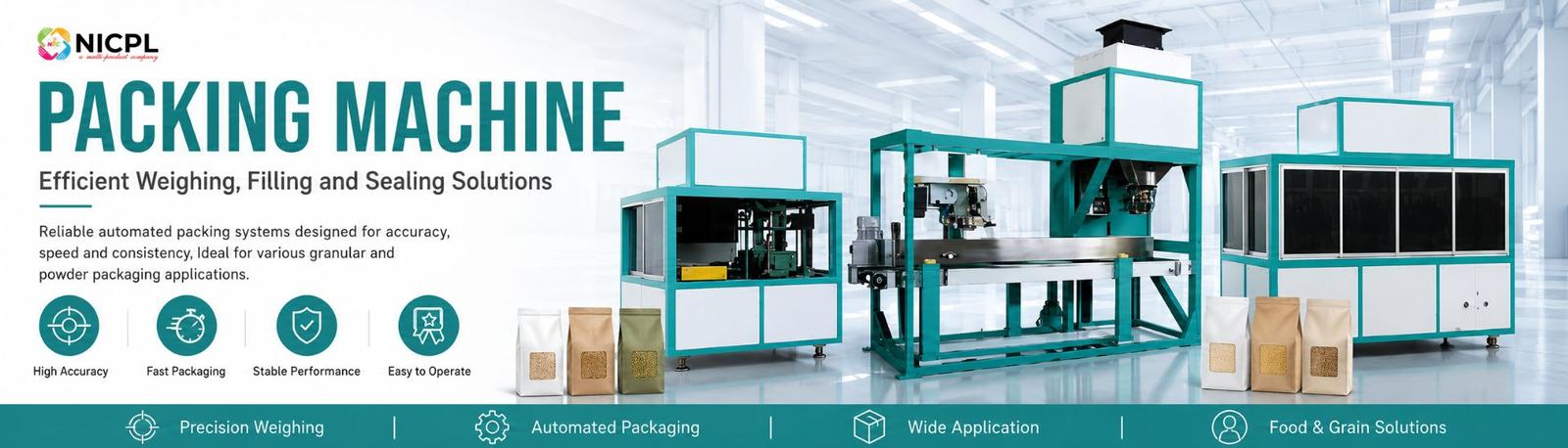 Rice and grain packing machines